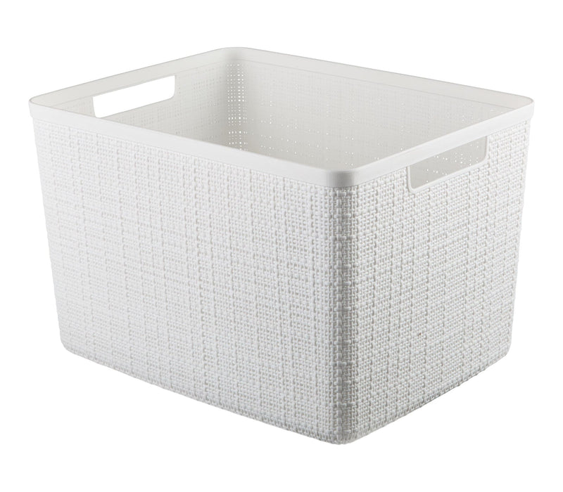Curver Large Jute Weave Nesting Storage Basket, White I5