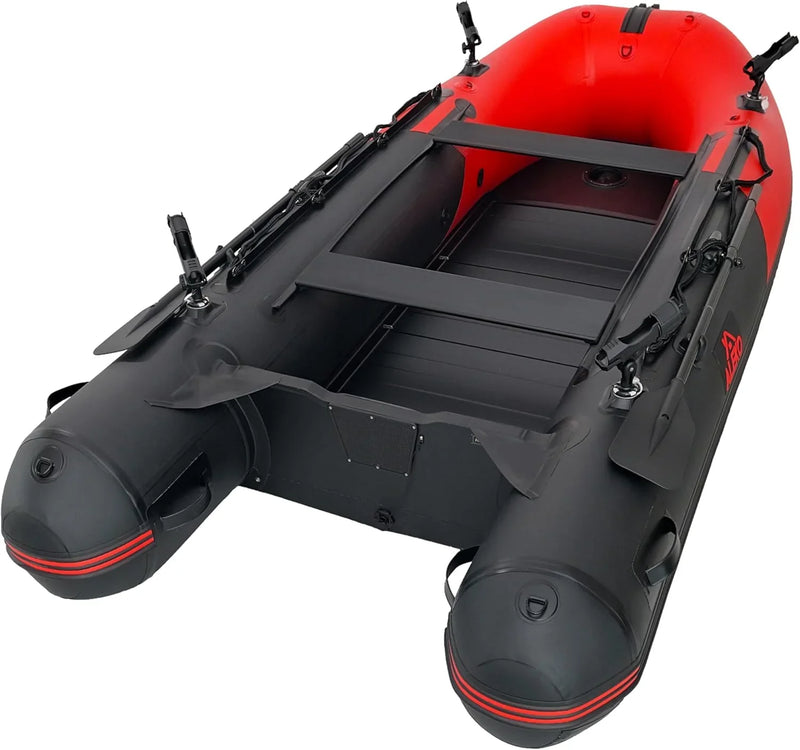 Inflatable Boat | Yacht Dinghy Tender Raft | Multi Person Fishing Boat | Aluminum Floor Oars | Fishing Rod Holders | Heavy-Duty PVC | 2024 Model | V8