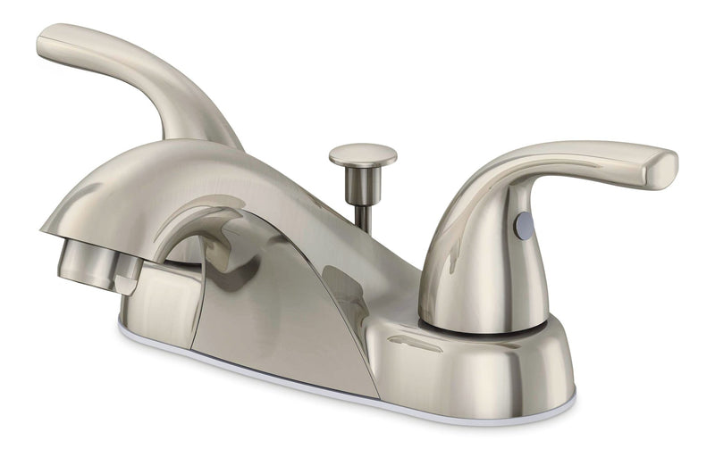 Danze Renovate Double Handle Bathroom Sink Faucet with Pop-up Drain, 4-in Centreset, Brushed Nickel P3