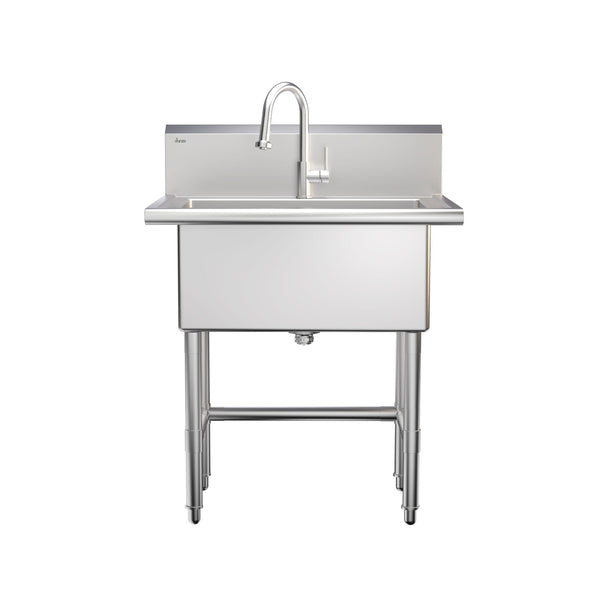 Danze Single Deep Bowl Stainless Steel Utility Sink with Pull-Down Faucet & Strainer, 30-in O0