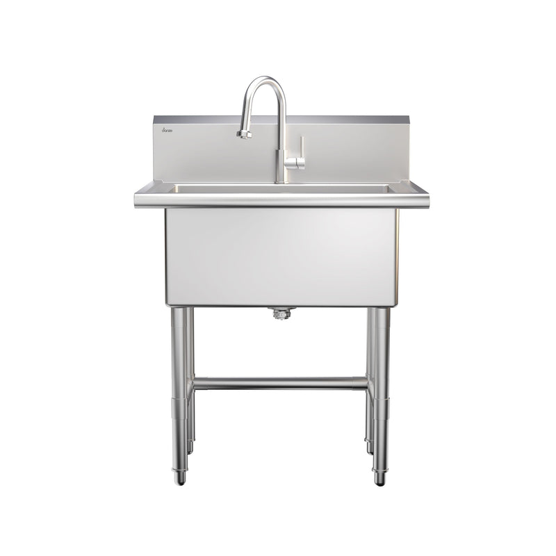 Danze Single Deep Bowl Stainless Steel Utility Sink with Pull-Down Faucet & Strainer, 30-in O0
