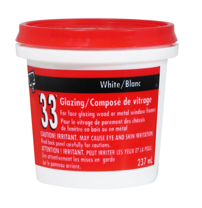 DAP 33 Glazing Putty Sealant For Wood & Metal Window Frames, Crack-Proof, White, 273-mL H1