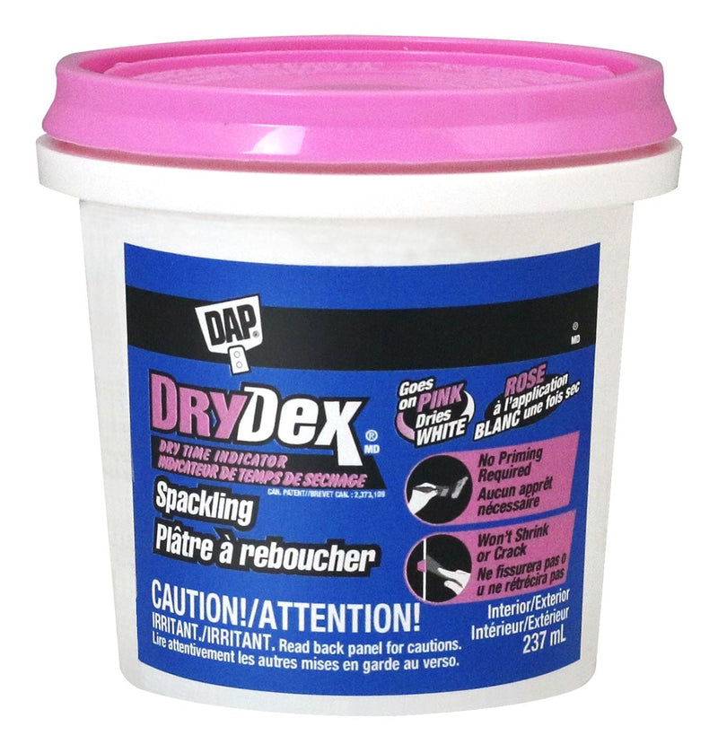 DAP DryDex Spackling, Wall Hole/Crack Repair Filler with Dry Time Indicator, 237-mL F0