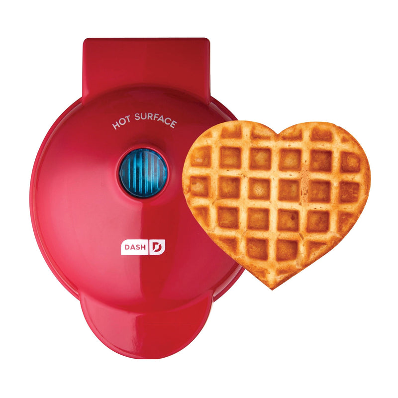 Dash Heart Compact Mini, Non-Stick Waffle Maker, Red U3