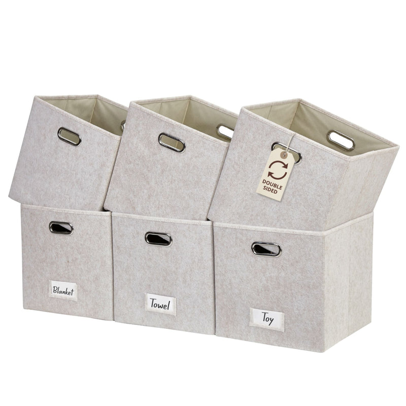 Decomomo Collapsible Felt Storage Cube, 11-in, 6-pk, Beige B0