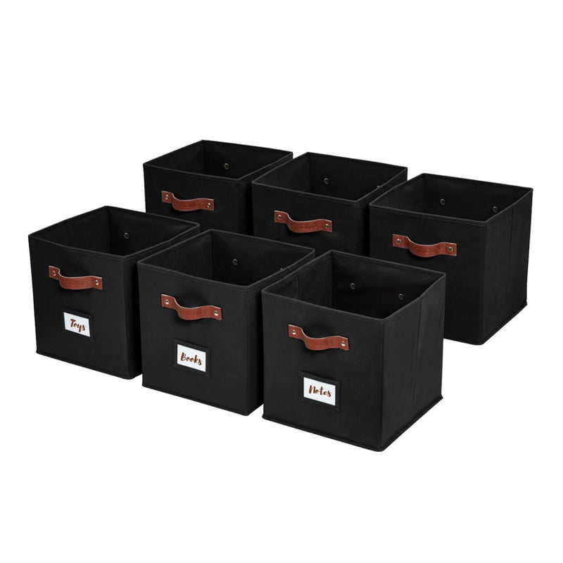 Decomomo Collapsible Storage Cube with Label, 11-in, 6-pk, Black T1
