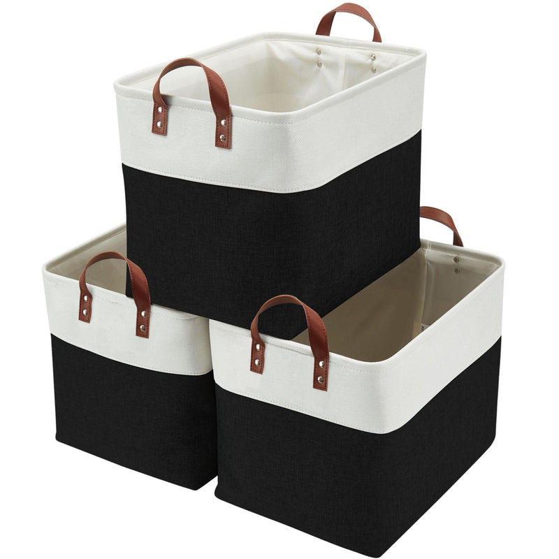 Decomomo Jumbo Foldable Storage Basket, 42-L, 3-pk, Black F4