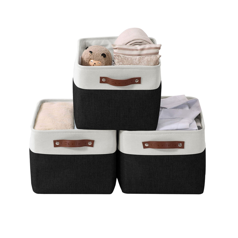 Decomomo Large Soft-Sided Foldable Storage Basket, 3-pk, Black O2