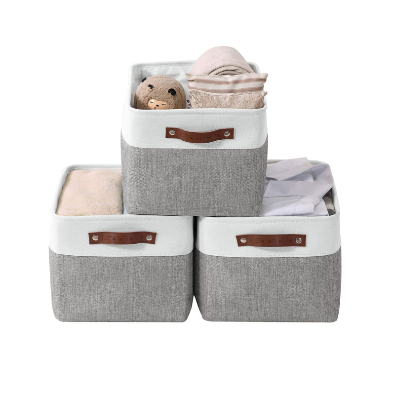 Decomomo Large Soft-Sided Foldable Storage Basket, 3-pk, White F9
