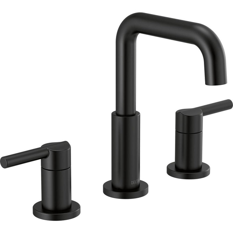 Delta Two Handle Widespread Bathroom Faucet, Matte Black H1