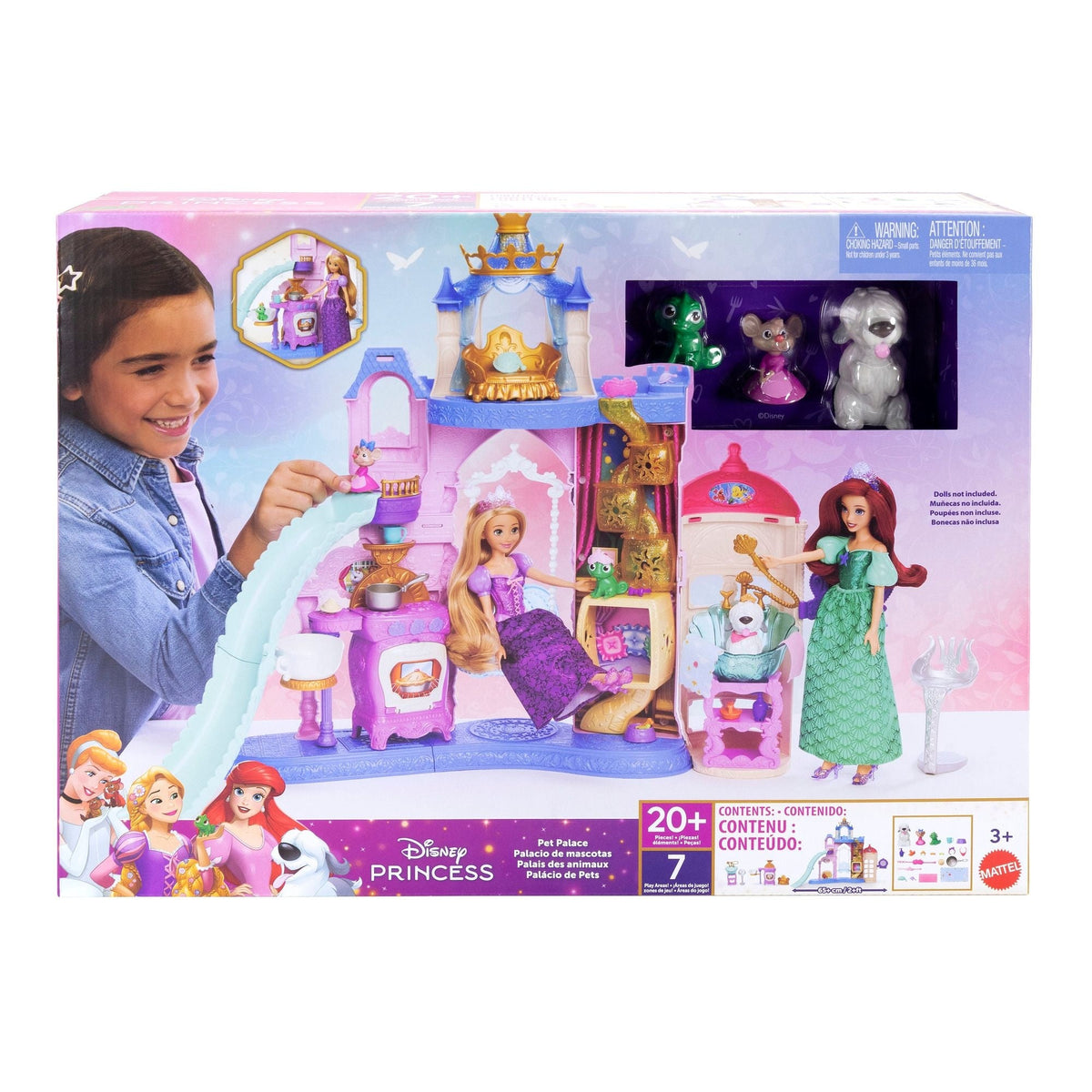 Disney Princess Pet Palace Playset with 3 Animal Figures