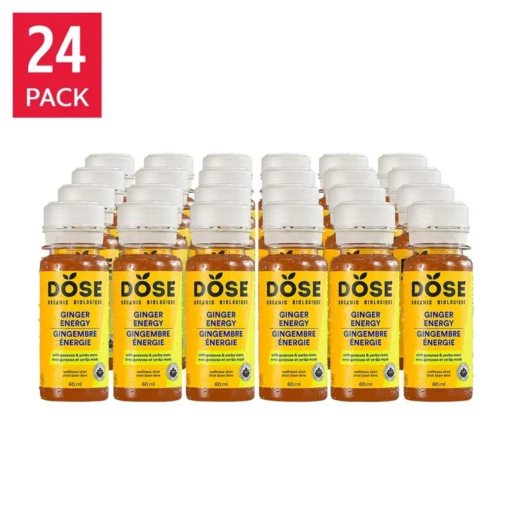 DOSE Organic Ginger Daily Booster shots, ENERGY pack, 24 x 60 mL (2 fl oz) C2