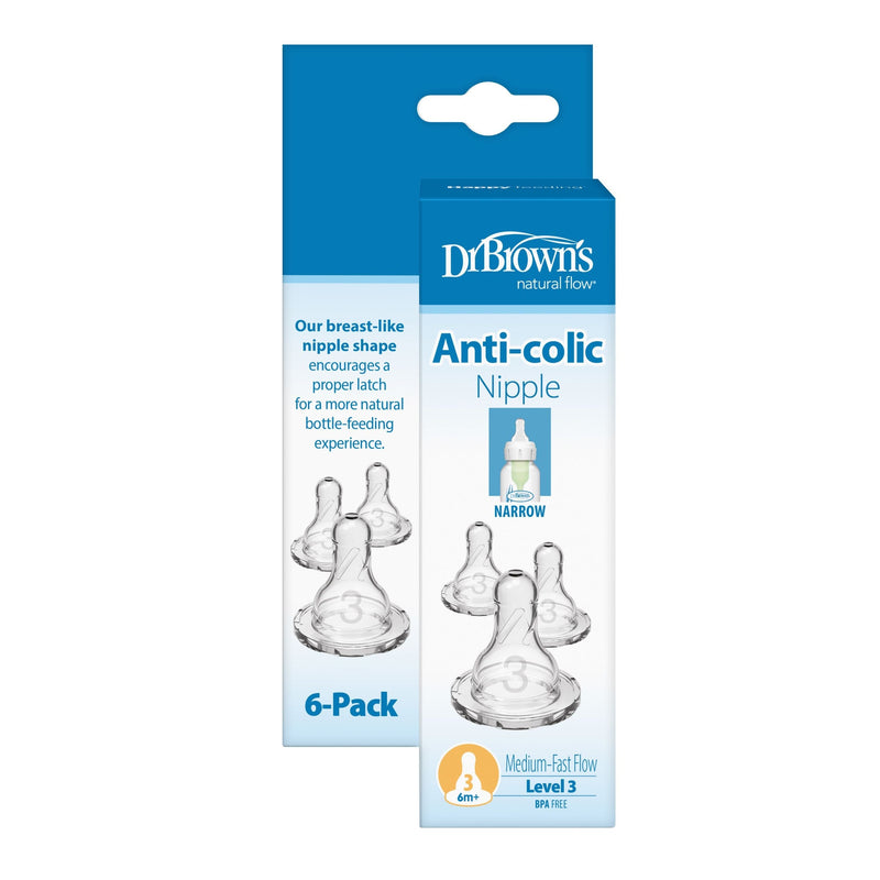 Dr. Brown's Natural Flow Level 3 Silicone Nipples, 6-pk F6