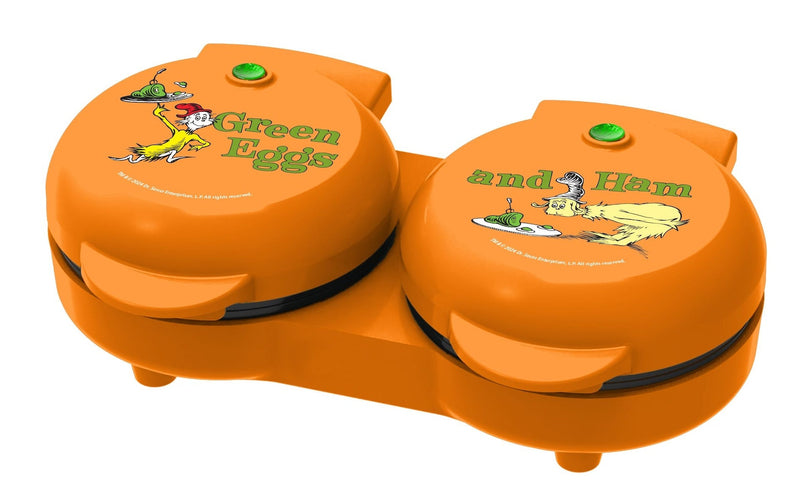 Dr. Seuss Dual Non-Stick Mini Grill & Griddle, 1100 W, Orange V2