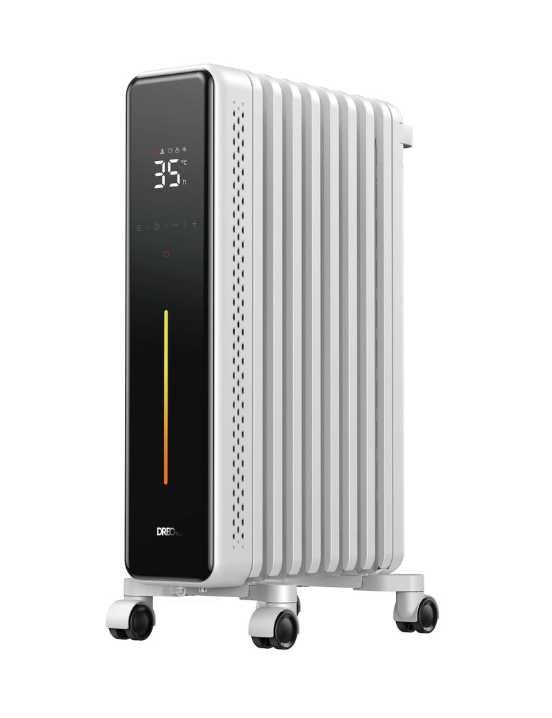 DREO Home 1500W Digital Electric Oil-Filled Radiator Heater with Thermostat, White Y3