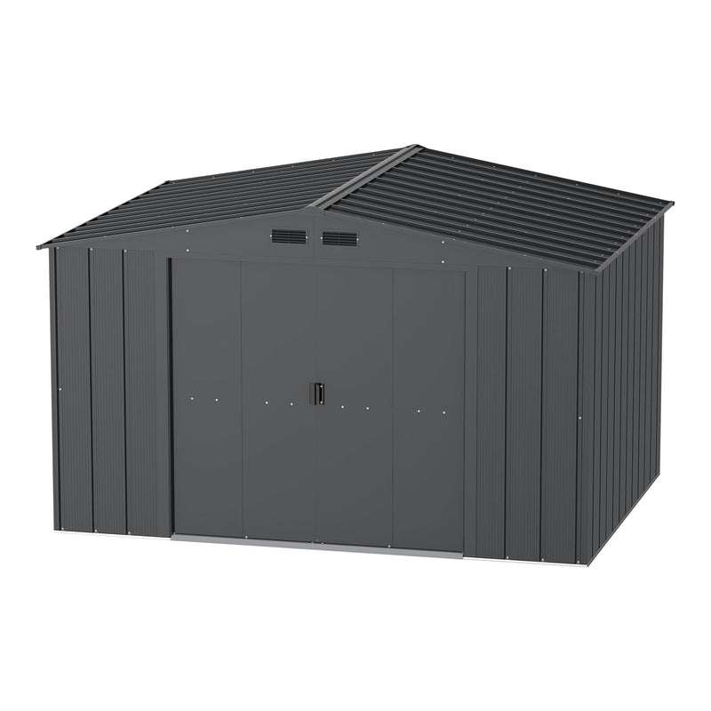 Duramax Metal Outdoor Storage Shed with Steel Frame, Dark Grey, 10-1/2-ft x 8-ft A7