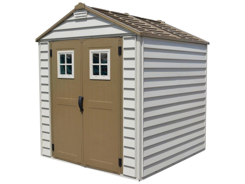 Duramax StoreMax Vinyl Garden Shed, Brown, 7-ft x 7-ft P2