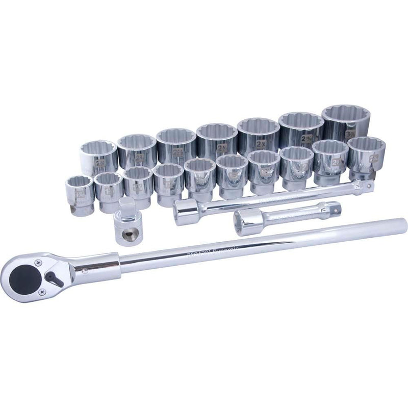 Dynamic Tools 1-in Drive 12 Point Standard Socket & Attachment Set, SAE, 21-pk F1
