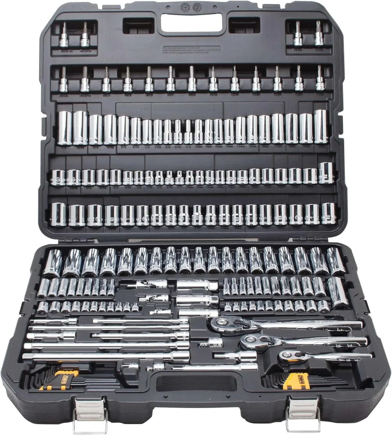 Mechanics Tool Set, SAE and Metric, 1/2, 1/4, 3/8 Drive Sizes, 192-Piece E4