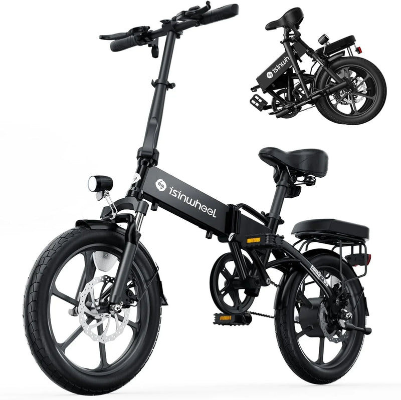 Electric Bike for Adults 500W Motor, 20 mph Folding Ebike, 14"/16"/20" Adults Electric Bicycles with Smart Uphill, 280.8Wh Battery, 25 Miles PAS Range, Mini E Bikes for Adults and Teens-isinwheel G3