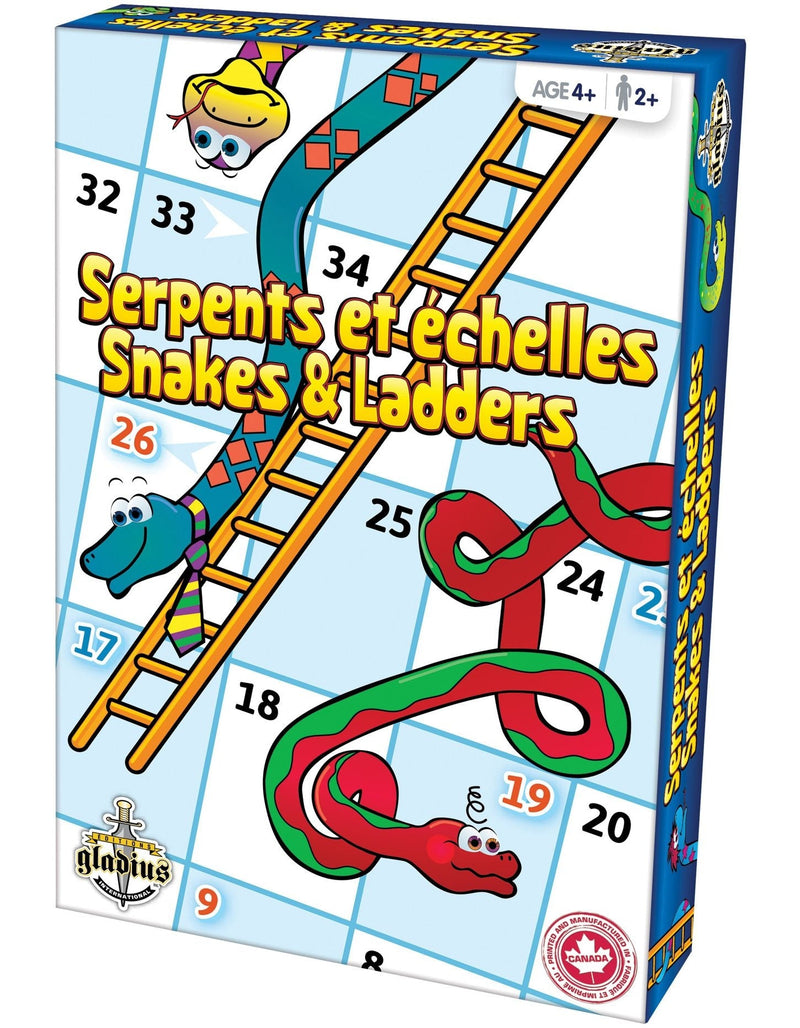 Editions Gladius Snakes & Ladders Classic Family Board Game Set, Ages 4+ M0