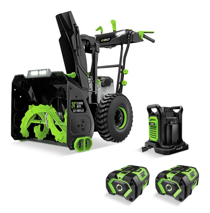 EGO POWER+ 56V Brushless Cordless 24-in Self-Propelled 2-Stage Snowblower with PEAK POWER with 2x7.5Ah Batteries & 280W Dual-Port Charger R4