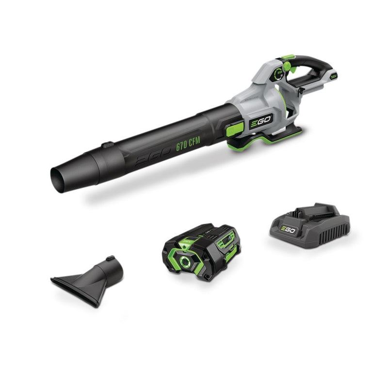 EGO POWER+ 56V Brushless Cordless 670 CFM Leaf Blower, Includes (1) 4.0Ah Battery and (1) 320W Charger, LB6703 M1