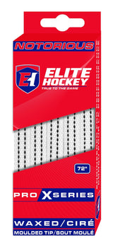Elite Hockey Notorious Pro X Skate Laces, Waxed, White, Assorted Sizes