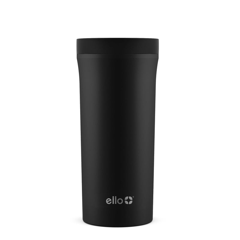 ello Arabica Vacuum Insulated Stainless Steel Travel Mug, 14-oz, Black, with Leakproof Slider Lid A1
