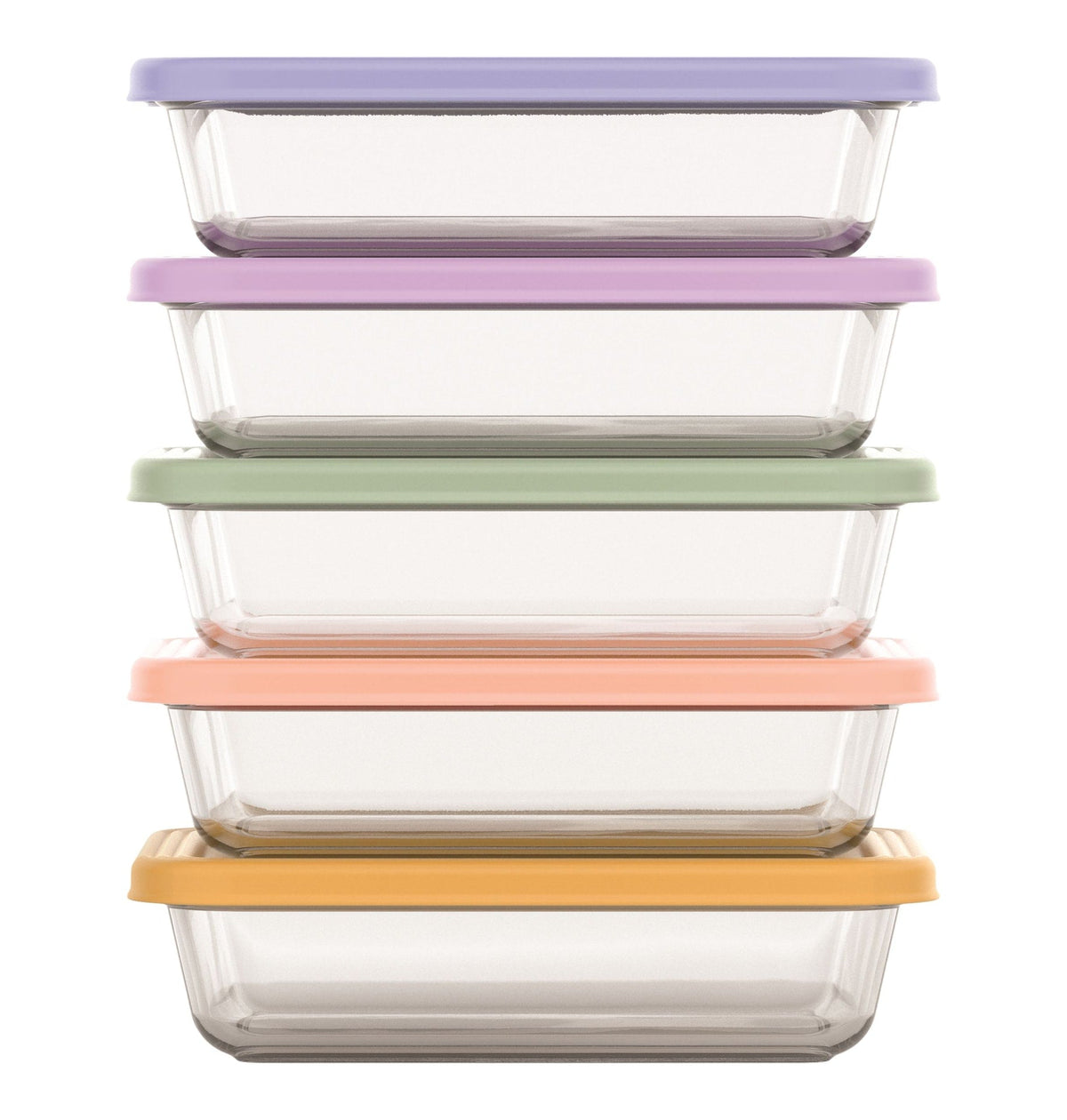 ello Everyday Glass Meal Prep Food Storage Container Set with Press-Fit Lids, Multi-Coloured, 10-pc