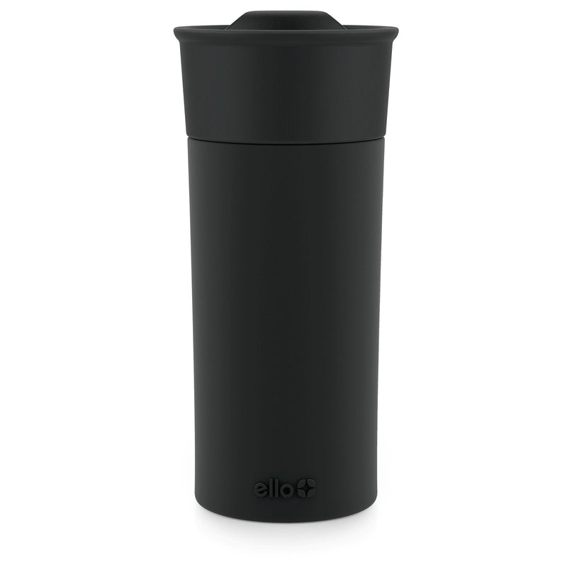 ello Ogden Ceramic Travel Mug, 16-oz, Black, with Silicone Insulated Sleeve U7