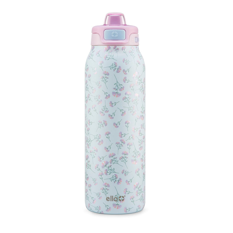 ello Pop & Fill Reusable Stainless Steel Insulated Water Bottle with Quick Fill Lid, 32-oz, Assorted Colours Y5