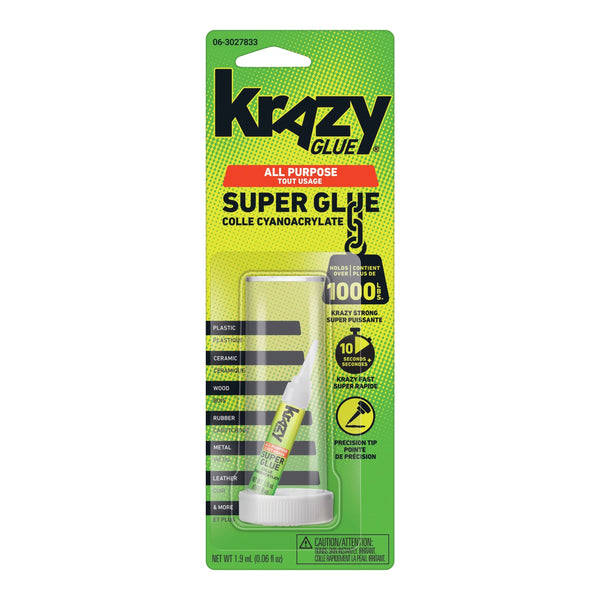 Elmer's Instant Krazy Glue All-Purpose Adhesive, Bonds Rubber/Plastic/Metal/Ceramic, Clear, 2-mL T4