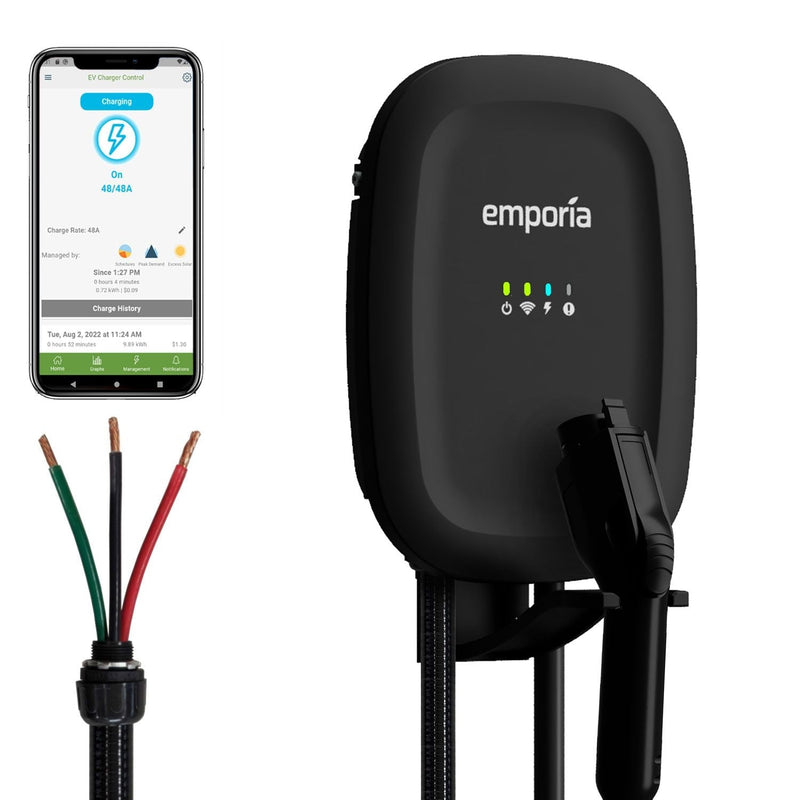 Emporia 48A Wi-Fi Level 2 Hardwired J1772 EV Charger J0