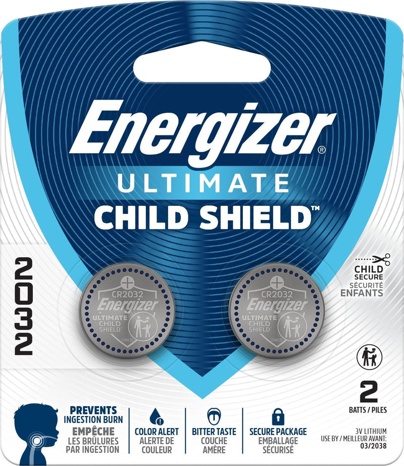 Energizer 2032 Child Shield Lithium Battery, 2-Pack T3