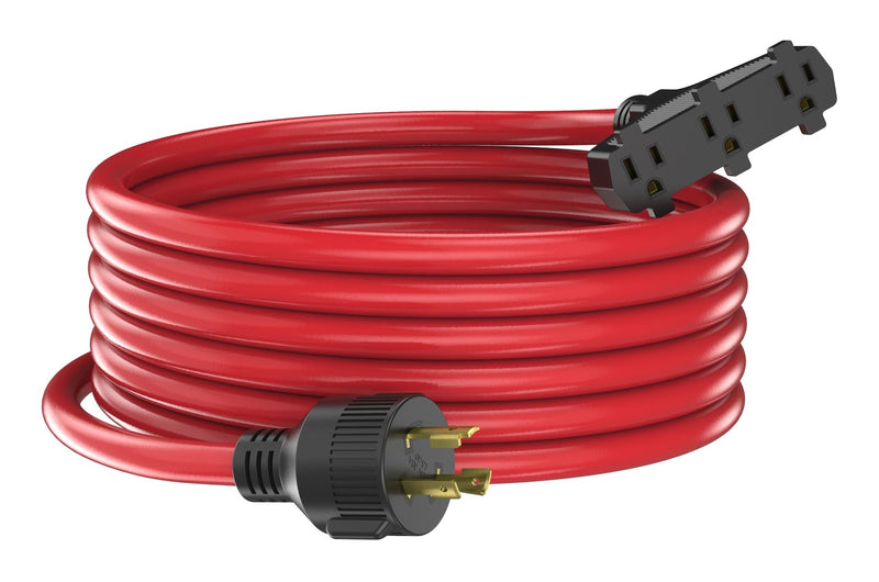 Energizer 30A 25-ft Triple-Outlet Extension Cord, Red Z0