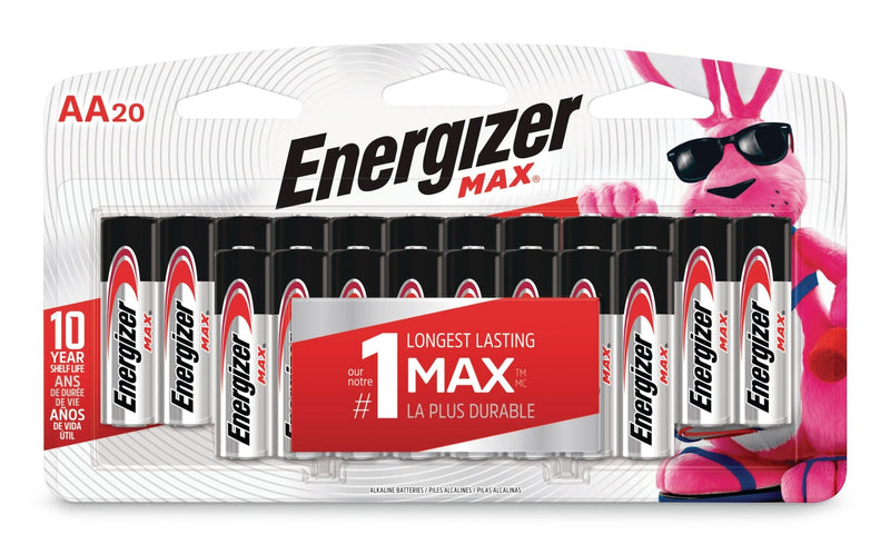 Energizer Max 20-pk AA Alkaline Batteries, Long Lasting, All Purpose H2