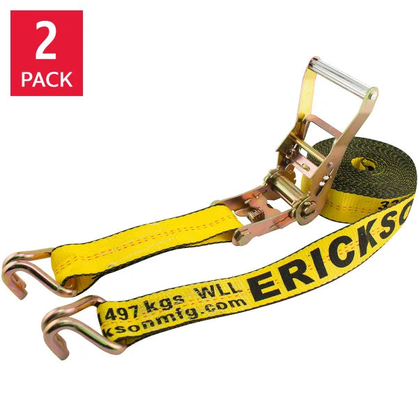Erickson 8.2 m (27 ft.) Ratchet Strap with Double J Hooks 2-pack P3
