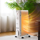 Costway 1500W Electric Oil Filled Radiator Space Heater 5-Fin Thermostat Room Radiant