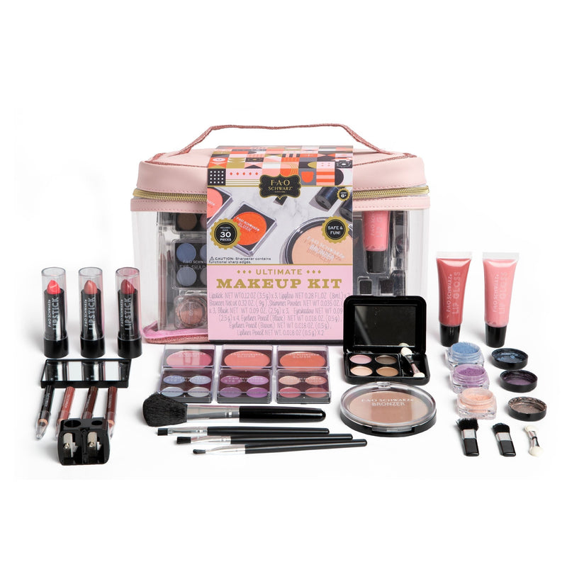 FAO Schwarz Girls Ultimate Makeup Artist Set, 30 Piece, Pastel Pink D0