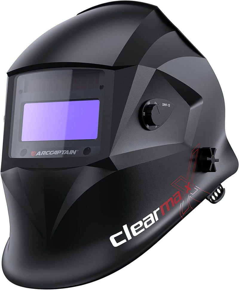 Welding Helmet Auto Darkening, True Color Solar Powered Welding Mask with 4 Arc Sensor, 1/1/1/1 Optical Clarity and Adjustable Shade 4/9-13 Welder Helmet D7