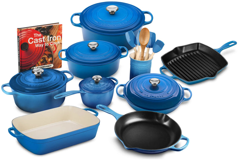 20-piece Signature Cast Iron Cookware Set,10.25 Skillet,1.75-quart Saucepan with Lid K6