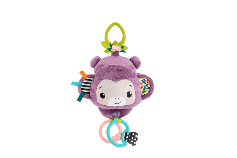 Fisher-Price Sing n Go Purple Monkey Plush Baby Stroller Sensory Toy For Newborns H6