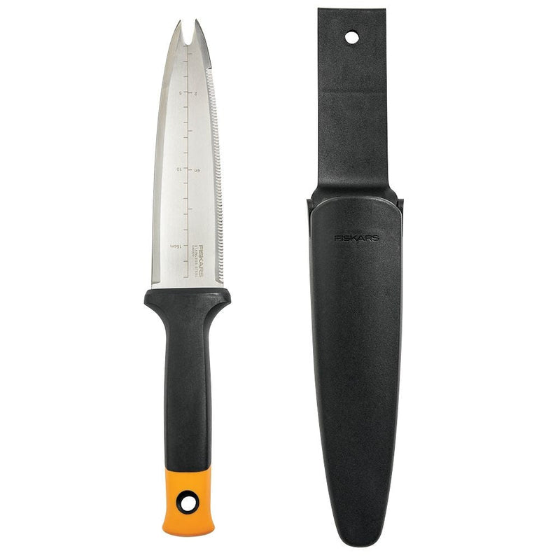 Fiskars Stainless-Steel Dual-Edged Garden Hori Hori Knife with Sheath N3