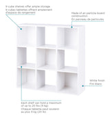 For Living 9-Cube Storage Organizer, Bookcase/Bookshelf, White