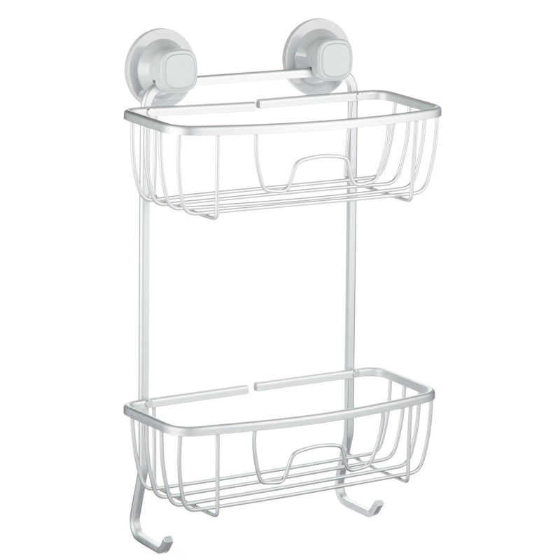 For Living Aluminum Rust-Resistant Suction 2-Shelf Shower Caddy with Hook, 17.5-in x 10.3-in x 5.4-in W5