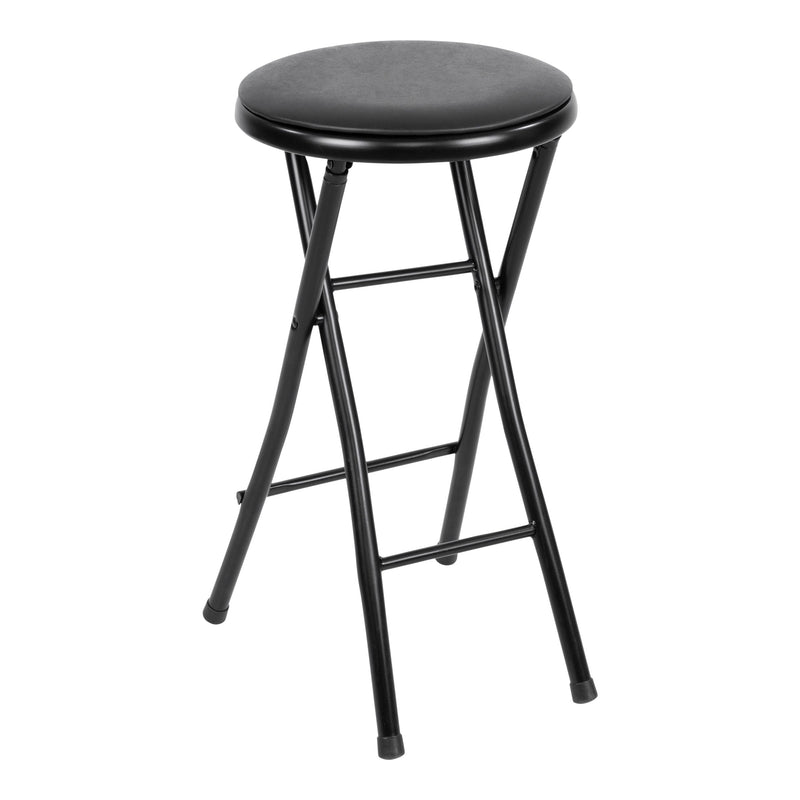 For Living Black Foldable Stool with Vinyl Padding K4