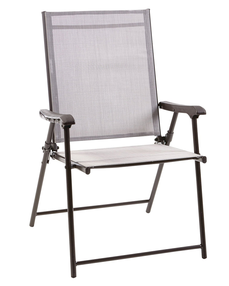 For Living Bluebay Sling Folding Outdoor Patio Accent Chair, Grey, 25x24x37-in Q3