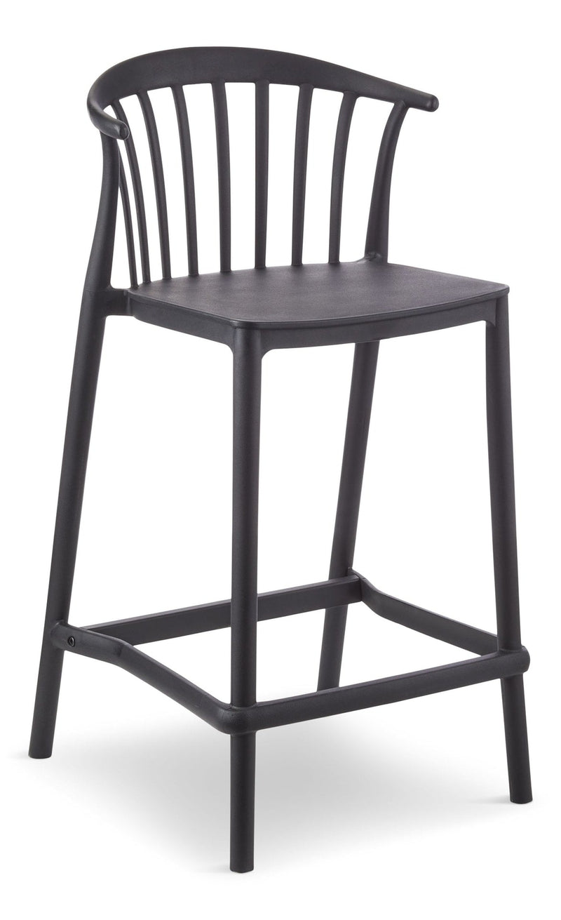 For Living Elevated Plastic Bar Stool with Footrest, Black M0
