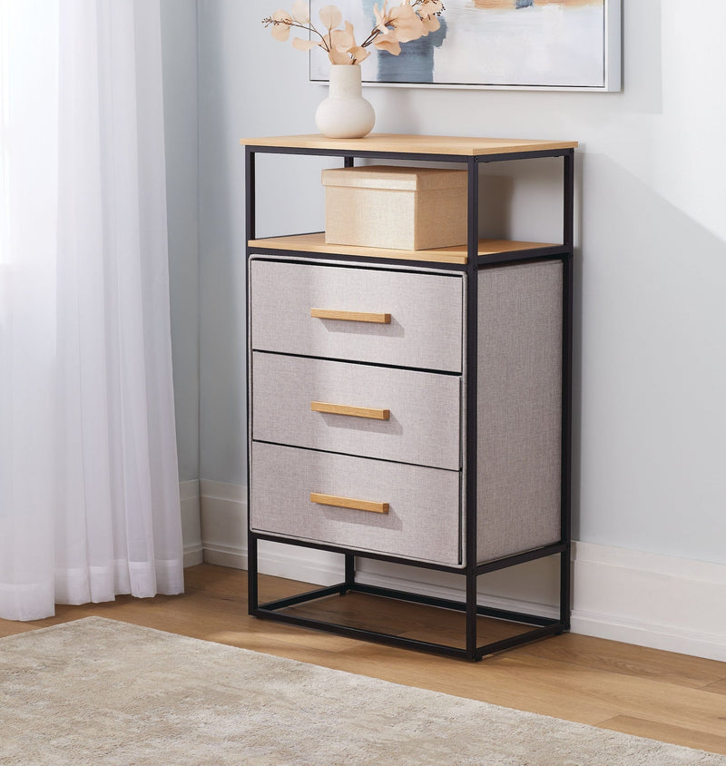 For Living Fabric 3-Drawer 1-Shelf Storage Organizer, Wood T8